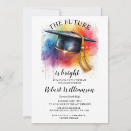 Invitación Acuarela El Futuro Es Una Brillante Fiesta De Grad