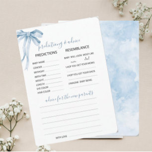 Invitación Acuarela Elegante Cinta Bow Blue Predictiong Adv