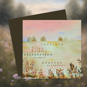 Invitación Acuarela Elegante Floral Meadow Cumpleaños