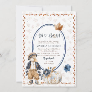 Invitación Acuarela elegante Un pequeño calabacín oh chico  B