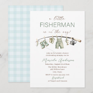 Invitación Acuarela elegante Un pequeño pescador Baby Showe
