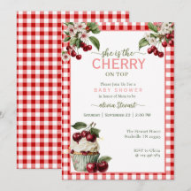 Acuarela Ella es la cereza del pastel baby shower 