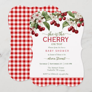 Invitación Acuarela Ella es la cereza del pastel baby shower 