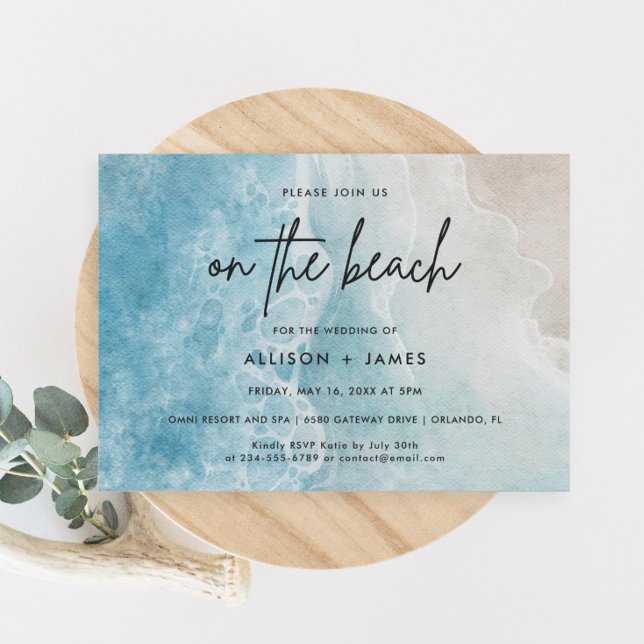 Invitación Acuarela En La Boda De Destino De La Playa (Subido por el creador)