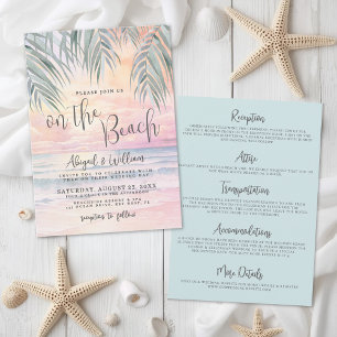 Invitación Acuarela en la boda en la playa todo en uno