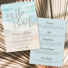 Invitación Acuarela en la boda en la playa todo en uno