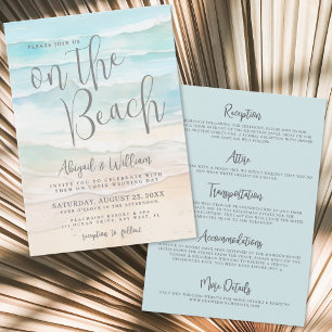 Invitación Acuarela en la boda en la playa todo en uno