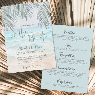 Invitación Acuarela en la boda en la playa todo en uno