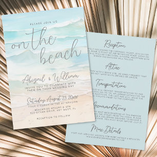 Invitación Acuarela en la boda en la playa todo en uno