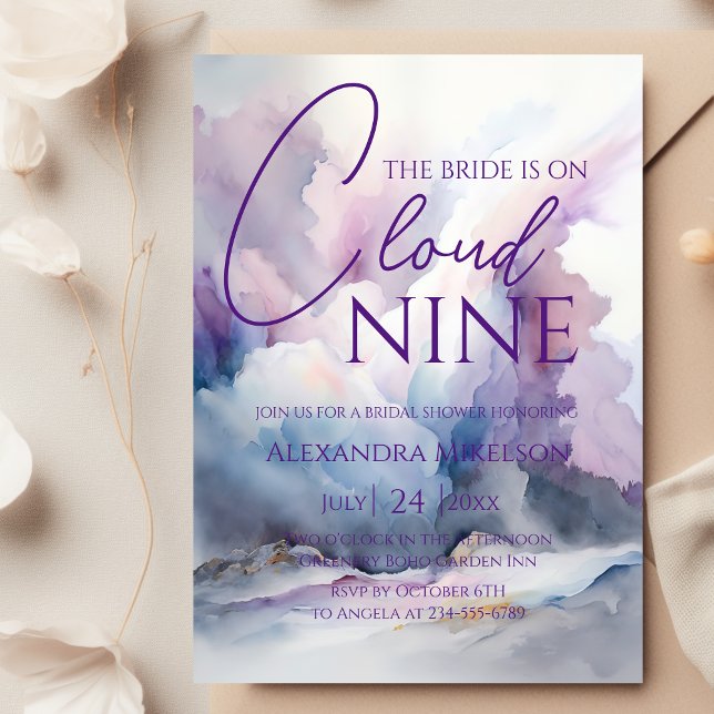 Invitación Acuarela En La Ducha De Novias Nube 9 (Subido por el creador)