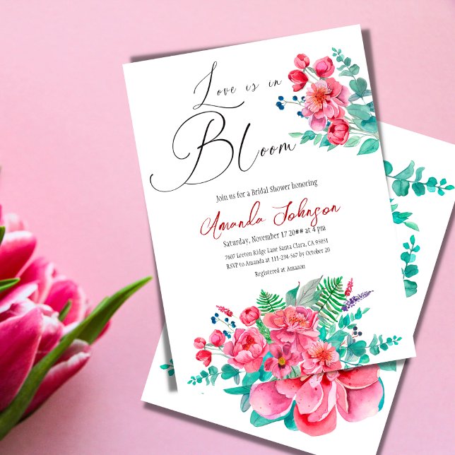 Invitación Acuarela en la florida ducha de novia floreciente (Subido por el creador)