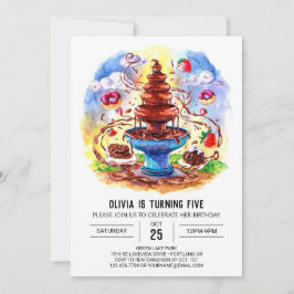 Invitación Acuarela encantada Chocolate Cumpleaños