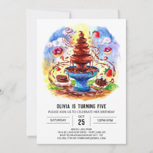 Invitación Acuarela encantada Chocolate Cumpleaños