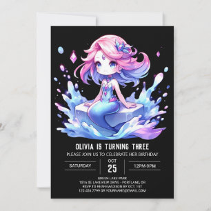 Invitación Acuarela encantada Cumpleaños de la Sirena
