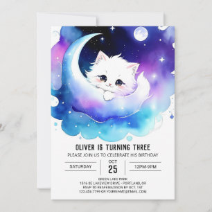 Invitación Acuarela encantada Kitty Birthday