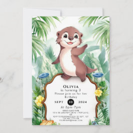 Invitación Acuarela encantada Otter Cumpleaños