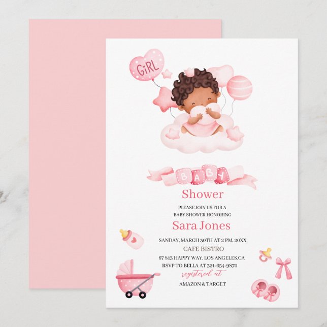 Invitación Acuarela es chica Boho Nursery Baby Shower (Anverso / Reverso)