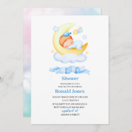 Invitación Acuarela es niño Blue Boho Nursery Baby Showe