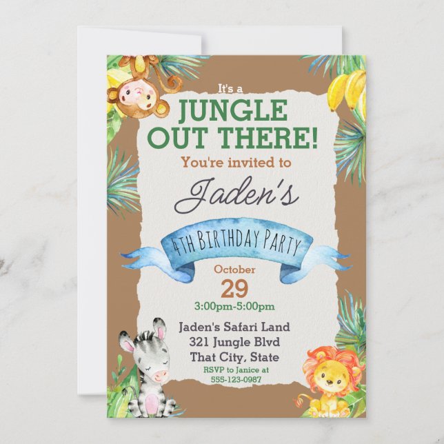 Invitación Acuarela es un cumpleaños de la comadreja animal (Anverso)