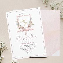 Acuarela escudos de flores rosadas doradas bebé Sh