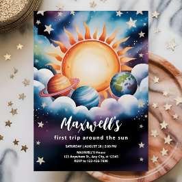 Invitación Acuarela Espacio Primer Viaje Alrededor del Sol