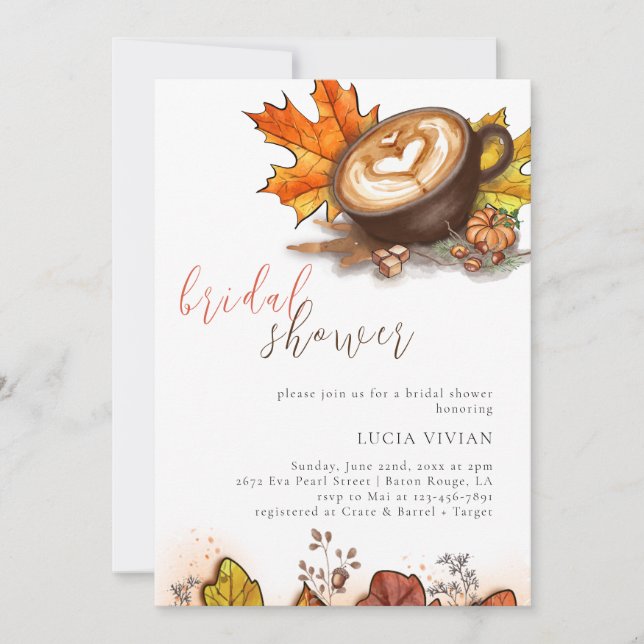 Invitación Acuarela Espresso El Amor Está Preparando Ducha De (Anverso)