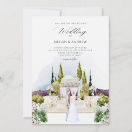 Invitación acuarela estética de jardín boda