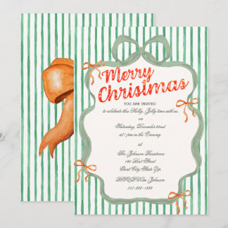 Invitación Acuarela Estilo Vintage Dibujado a Mano Navidad