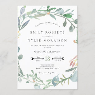 Invitación Acuarela Eucalipto Boda de la vegetación floral
