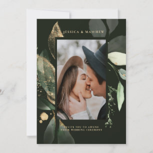 Invitación Acuarela Eucalipto Botánico Verde Bodas  