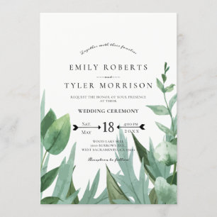 Invitación Acuarela Eucalipto Leafy Greenery Boda