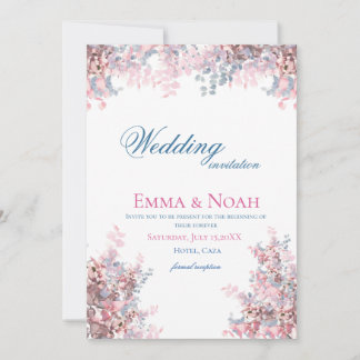 Invitación Acuarela Eucalipto Rosa Lavanda Boda