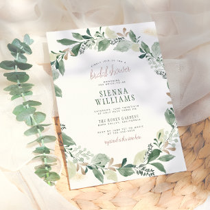 Invitación Acuarela Eucalyptus deja ducha Wreath Brial