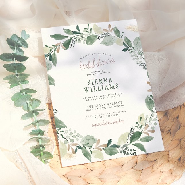 Invitación Acuarela Eucalyptus deja ducha Wreath Brial (Subido por el creador)