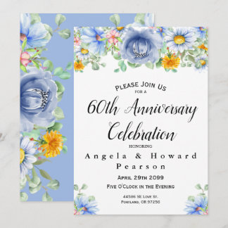 Invitación Acuarela Eucalyptus Floral 60 Aniversario