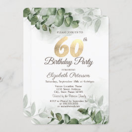 Invitación Acuarela Eucalyptus Greenery 60 cumpleaños
