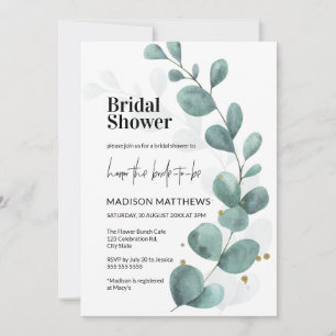 Invitación Acuarela Eucalyptus Greenery Bridal Shower Invi