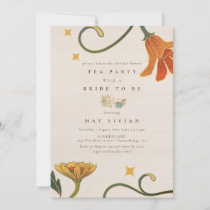 Invitación Acuarela Faecore floral Tea Fiesta Bridal Ducha