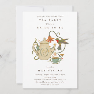Invitación Acuarela Faecore floral Tea Fiesta Bridal Ducha