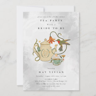 Invitación Acuarela Faecore floral Tea Fiesta Bridal Ducha
