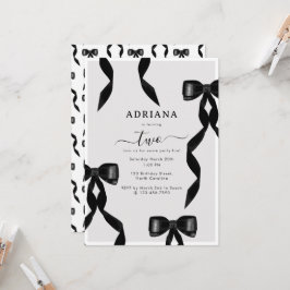 Invitación Acuarela Fancy Black Bow Niños Formales Cumpleaños