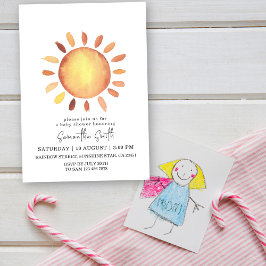 Invitación Acuarela Feliz Baby Shower Amarillo Sunshine