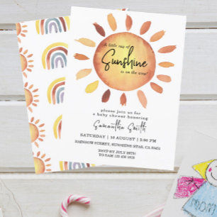 Invitación Acuarela Feliz Baby Shower Amarillo Sunshine