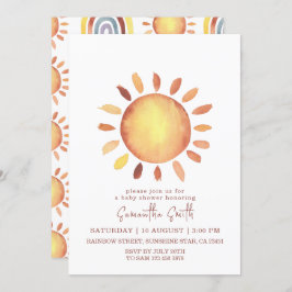 Invitación Acuarela Feliz Baby Shower Amarillo Sunshine