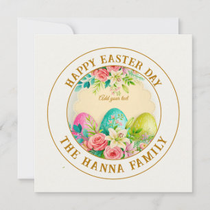 Invitación Acuarela Feliz Pascua Floral - Huevo Rosa