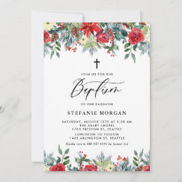 Invitación Acuarela Festiva Floral Garland Baptismo Invierno