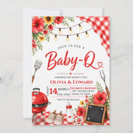 Invitación Acuarela Fiesta de BBQ de Gingham Rojo para Baby S