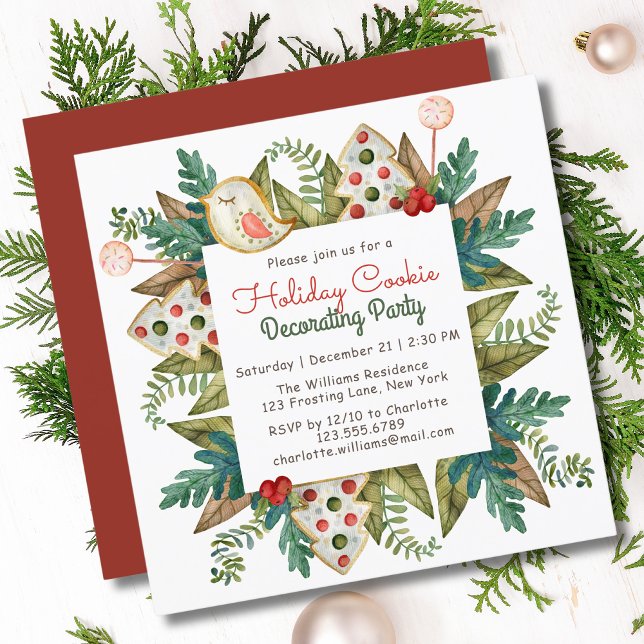 Invitación acuarela Fiesta decorativa de cookie de vacaciones (Subido por el creador)