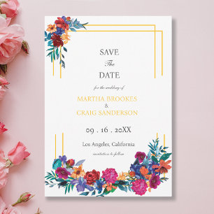 Invitación Acuarela Fiesta Mexicana Boda de Flores Salven