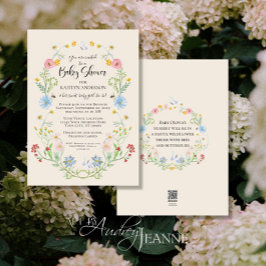 Invitación Acuarela Flor Floral Abejas Bebé Chica Ducha